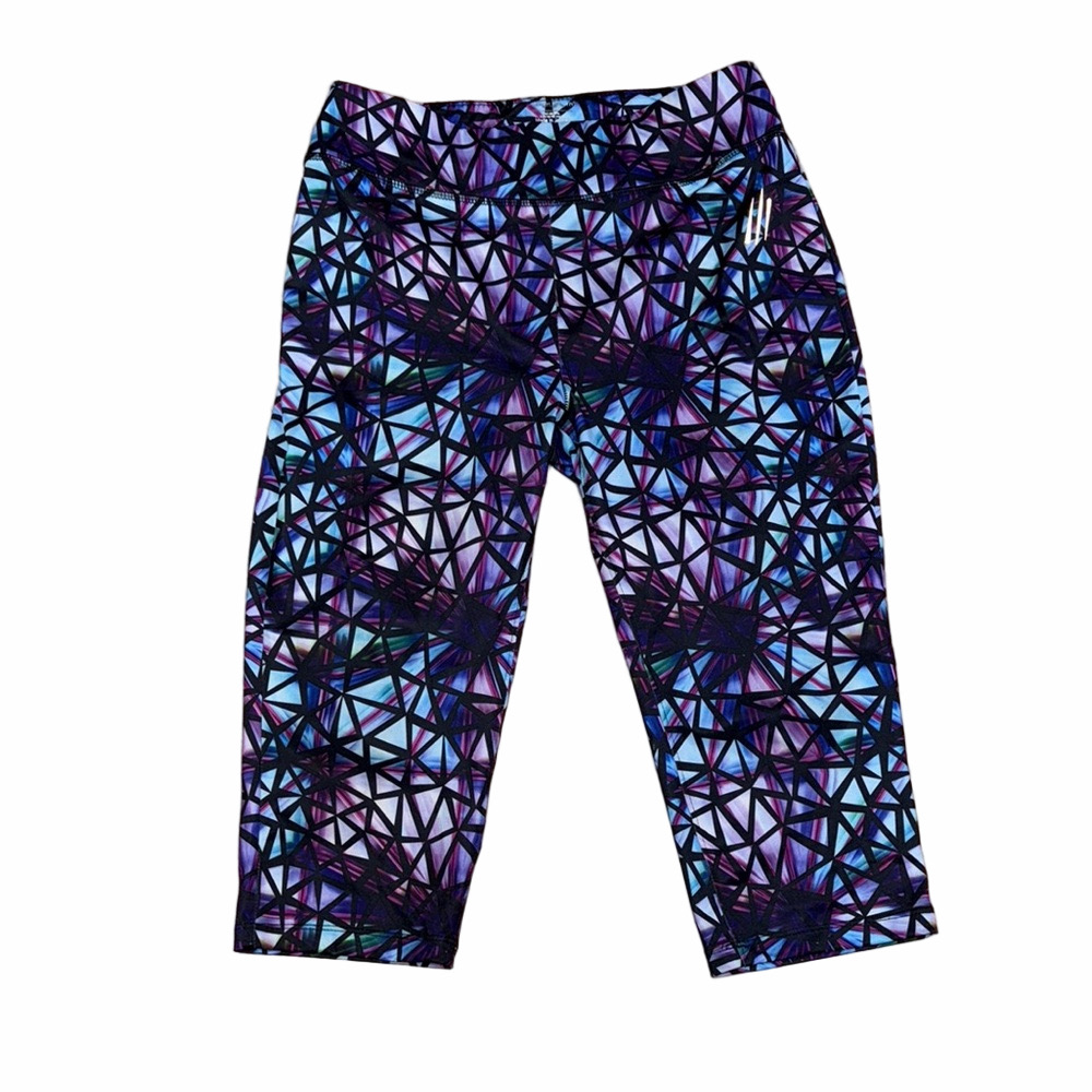 Covergirl Covergirl Active Small Purple Blue Geometric Stretch Capri Leggings